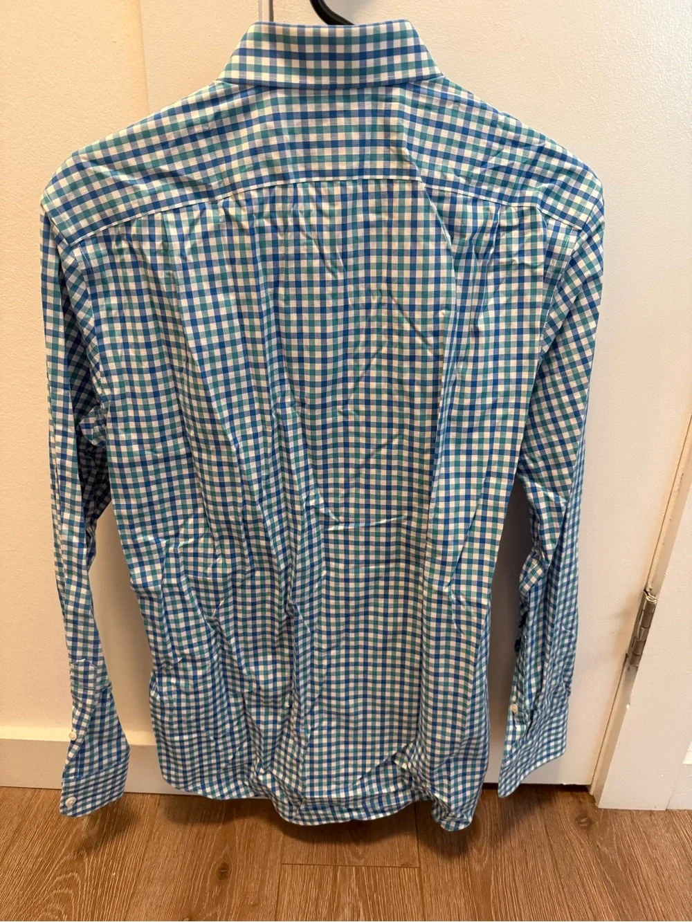 J. Crew Men’s Blue and White Gingham Button-Down Shirt